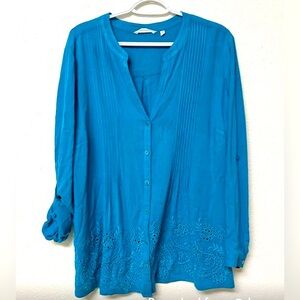 Soft Surroundings Teal Tunic Top - Size 1X - VGUC